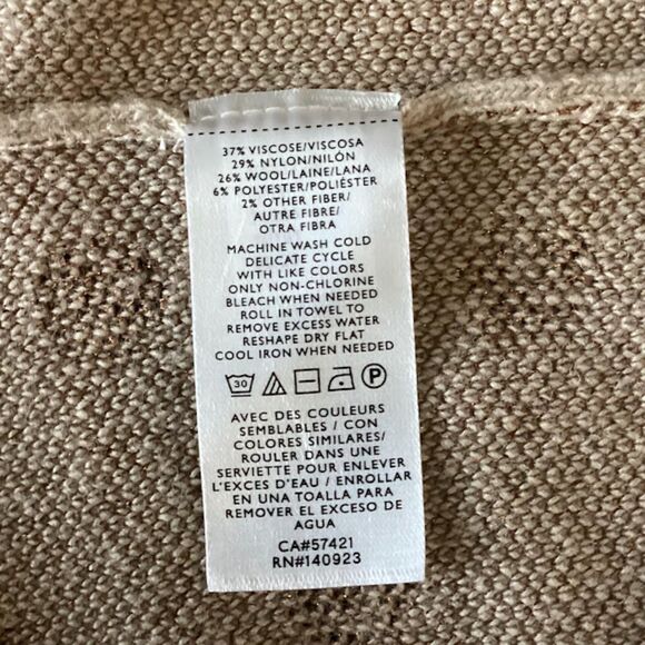 LOFT Women's Crewneck Sweater Wool Blend Metallic Latte Polka Dot in XL NWT - Picture 11 of 11